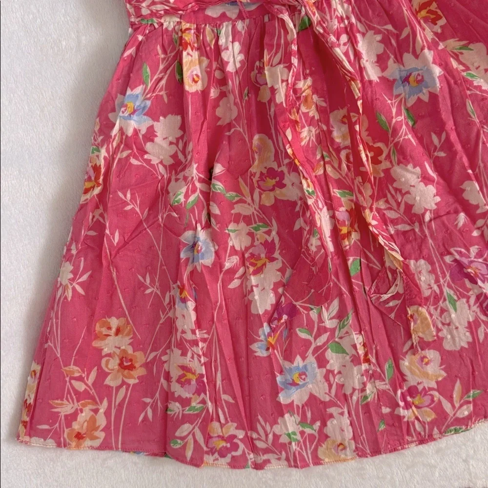 Bloome de jeune fille | Floral Print Swiss Dot Sleeveless Dress Coral Pink (8) - Picture 13 of 16